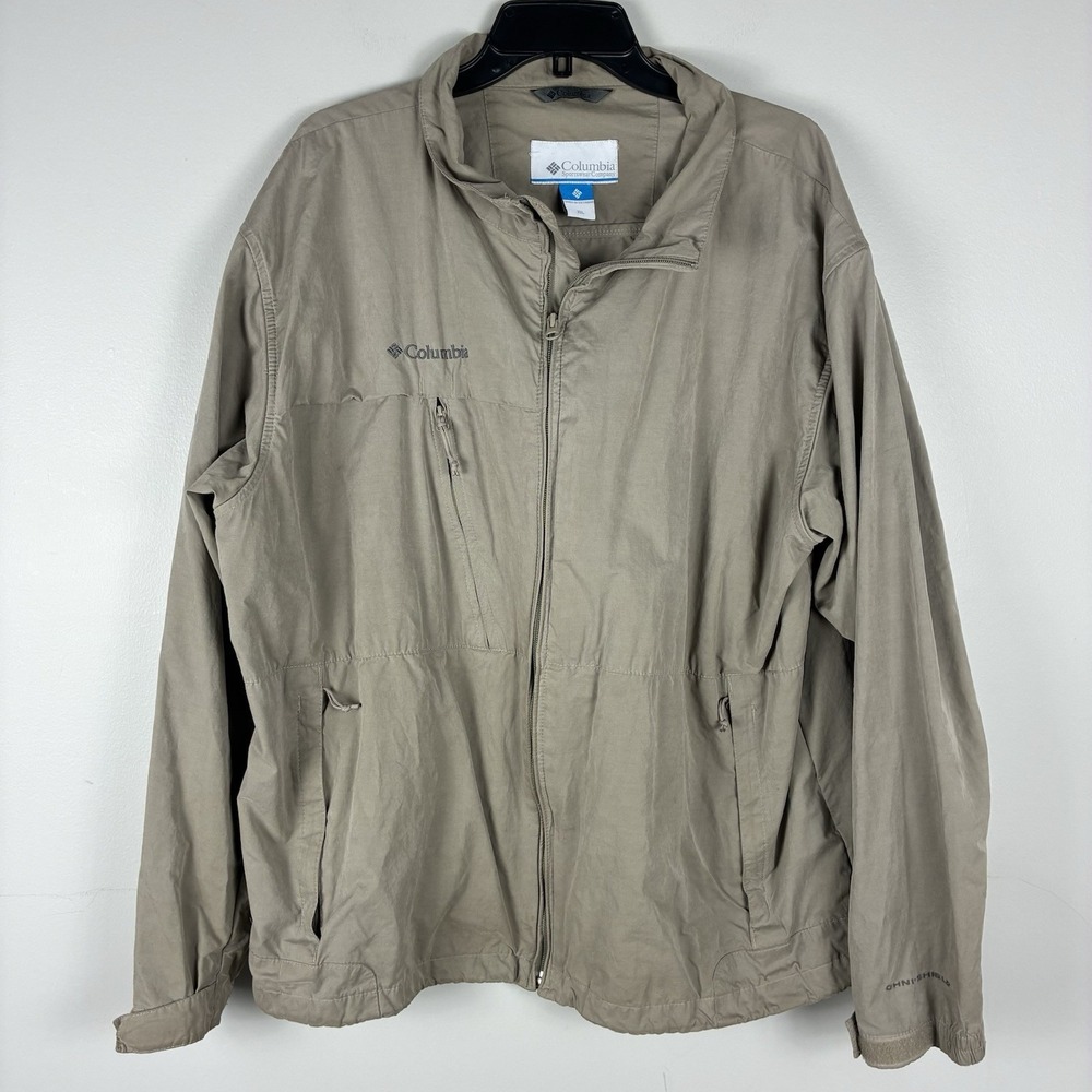 Columbia Men's Omni-Shield Soft Shell Jacket XXL Hiking Outdoor Tan Windbreaker